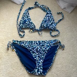 Blue Leopard Print Bikini